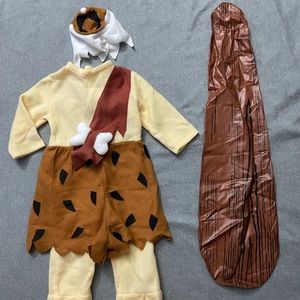 Flintstones Toddler Bam Bam Costume with hat and blowup bat. Size XS.